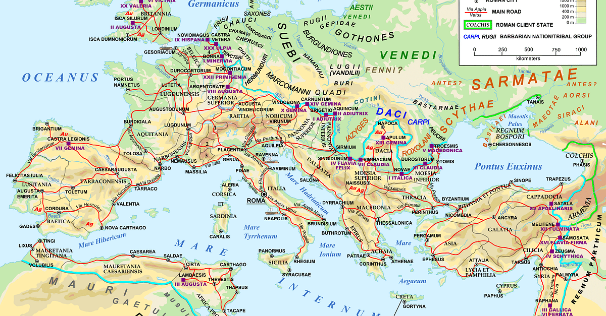 Map Of The Roman Empire In 125 Ce Illustration Ancient History