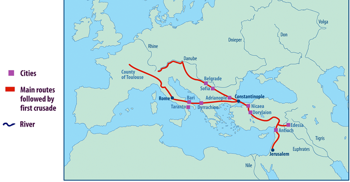 Image result for the first crusade route