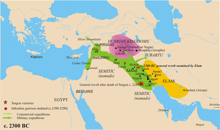 Mapa del Imperio acadio (Nareklm)