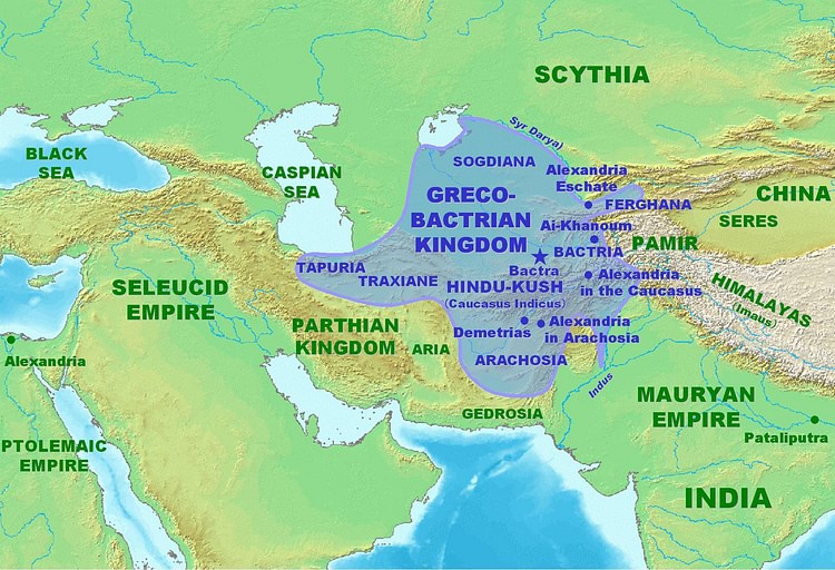 Map of the Greco-Bactrian Kingdom (PHGCOM)