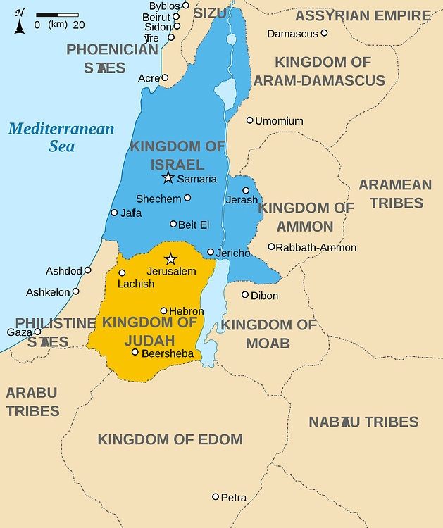 Mapa do Levante por volta de 830 aC (Richardprins)