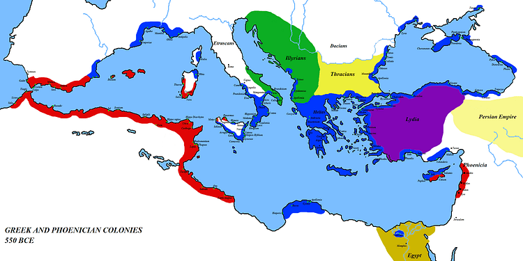 Mapa do Mediterrâneo 550 aC (Javierfv1212)