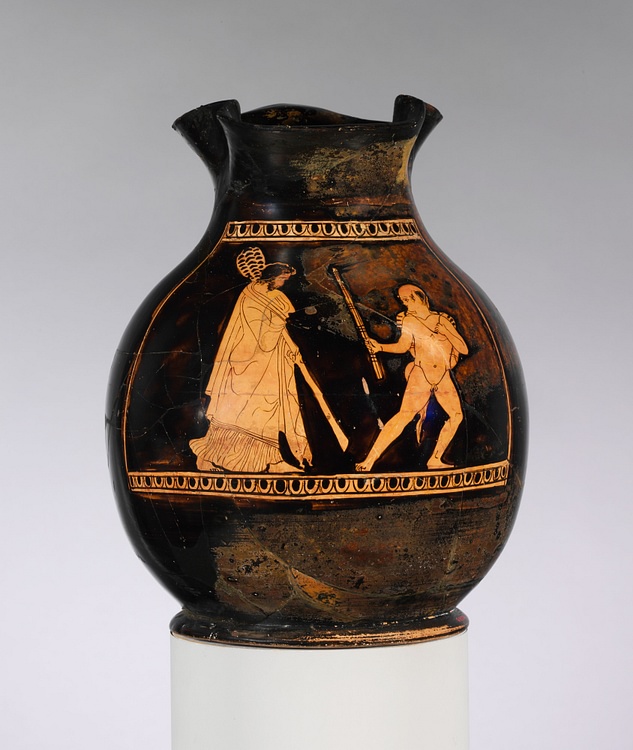 Chous que representa a Dionysos y Satyr (Museo Metropolitano de Arte)