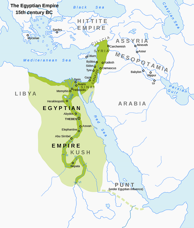 Mapa del Nuevo Reino de Egipto, 1450 aC (Andrei Nacu)