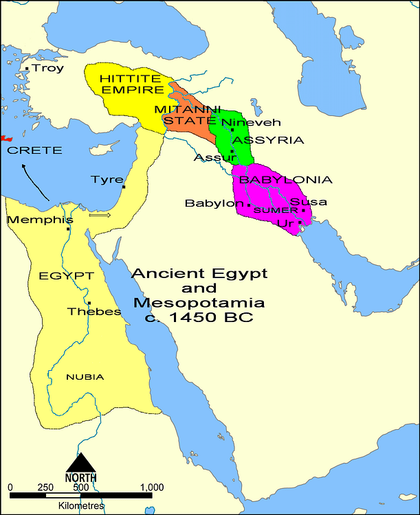 Estados do Crescente Fértil, c. 1450 aC (Свифт / Svift)