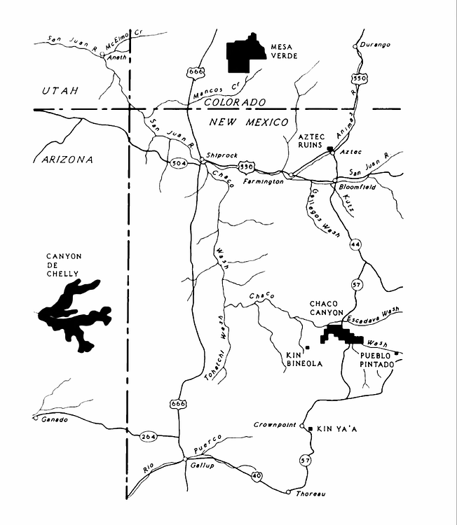 Map of Ancestral Puebloan Sites in US Southwest