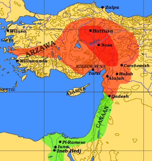 Imperio hitita c. 1300 a. C.