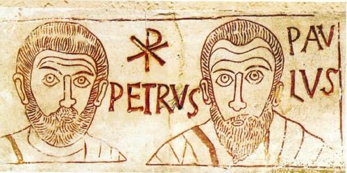 Los santos Pedro y Pablo, de una aguafuerte de catacumba