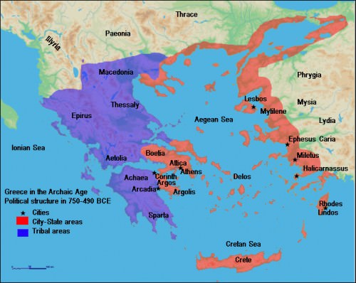 Mapa de Grecia arcaica
