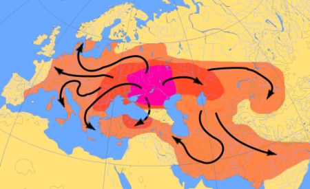 Mapa das migrações indo-européias